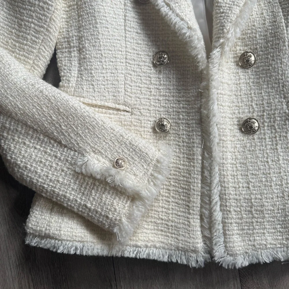 Cream Textured Jacket H&M New Without Tags Size XS - Picture 7 of 16